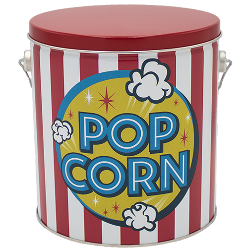 1-Gallon Popcorn Stripes Tin