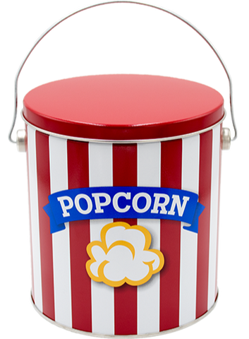 1-Gallon Popcorn Stripes Tin